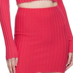 Cotton Citizen Capri Red/Pink Ribbed Mini Form Fitted Skirt for Any Occasion